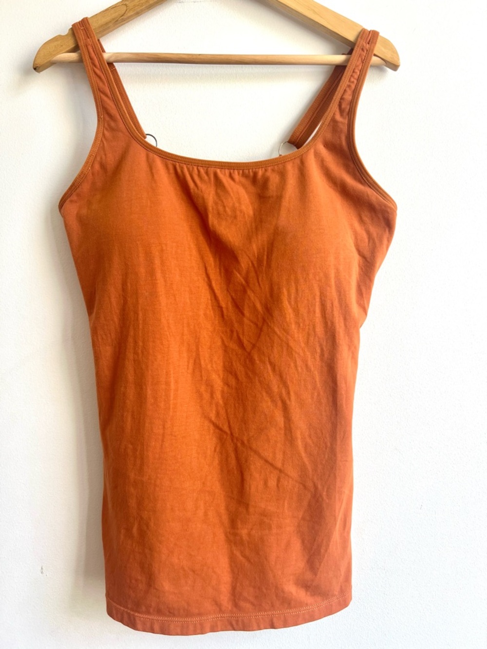 Women's Rust Orange Scoop Neck Padded Tank Top